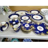 Parcel of Crown Staffs blue and gilt bordered floral china teaware and a parcel of Crown Ducal