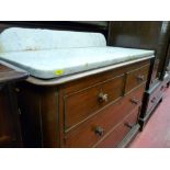 Victorian mahogany chest of two long and two short drawers with white marble railback