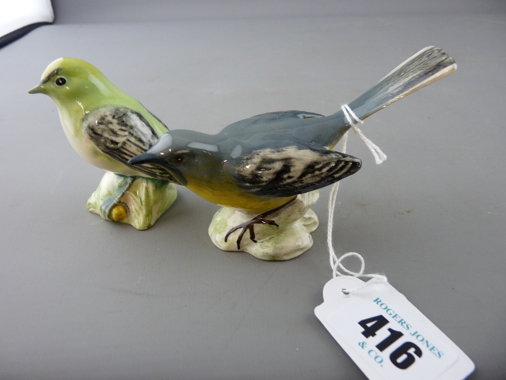 Two Beswick china birds - a great wagtail and a goldcrest