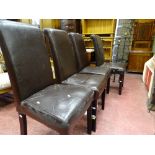 Set of four modern leather effect high back dining chairs