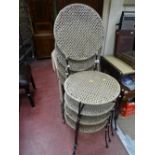 Set of four metal and woven work garden chairs