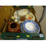 Box of mixed china and pottery