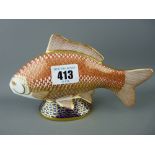 Crown Derby salmon paperweight