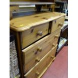 Modern pine chest of three long and two short drawers