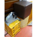 Parcel of items including narrow chest, wicker basket, exercise pedal etc