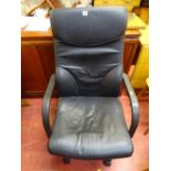Black leather effect office chair