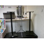 Pair of speaker stands and a wine cooling bucket on stand