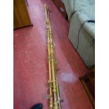 Selection of light wood curtain poles etc