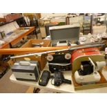 Fine ensemble of vintage projector and film equipment including cameras, projectors, screen etc