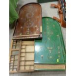 Two old Bagatelle boards and block printing boards