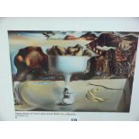 SALVADOR DALI print - 'Apparition of Face and Dish on a Beach', size including frame 43 x 53 cms