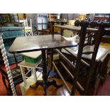 Square topped tripod table and a vintage towel airer