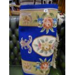 Cobalt blue floral bordered washed rug