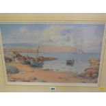 WARREN WILLIAMS ARCA limited edition (170/500) stamped print - North Wales fishing scene, 33 x 52