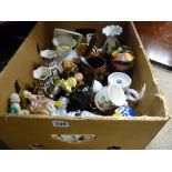 Parcel of mixed porcelain, ornamental items including Pendelfin etc