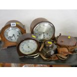 Smith electric clock, Smith mantel clock and another polished mantel clock, a cased Agfa Movex