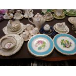 Quantity of floral decorated cabinet plates, Tuscan teaware and similar items