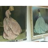 Two classical prints - ladies, initialled 'J P L' and dated 1963 and 1969, both approx 59 x 49 cms