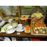 Parcel of novelty teaware including cottage etc