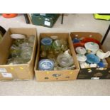 Three boxes of miscellaneous glass and china ware