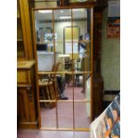 Large twelve section teak framed mirror