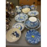 Parcel of blue and white Oriental and other Delft ware plates etc