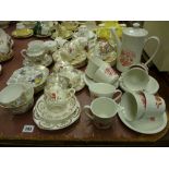 Quantity of teaware in mixed patterns - lustre, Queen Anne etc