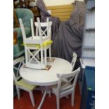 Ikea Ingolf circular white dining table and six chairs