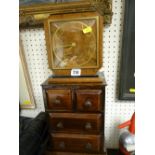 Art Deco style mantel clock by Philans of Huddersfield and a lacquered set of treen drawers