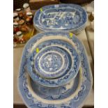 Excellent parcel of blue and white Willow pattern plates