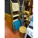 Long handled garden tools, stepladder etc