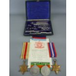 World War II group of four unmarked medals including a 1939-45 star, Africa star defence and victory