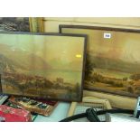 Pair of vintage alpine scene prints, 36 x 45 cms