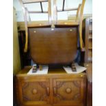 Polished wood drop leaf gate leg table, four chairs and a railback sideboard