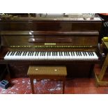 Modern upright overstrung piano and stool, supplied by Rushworths