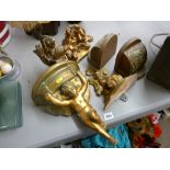 Gilt wall sconce, lamps, bookends etc