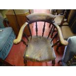 Oak smoker's bow elbow chair