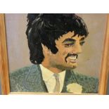 I PRITCHARD oil on board - 1970's portrait of George Best, 36 x 36 cms