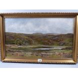 J S ELLIOT oil on canvas - Lake Elsi, Betws-y-Coed, with cattle on the bank, signed and dated