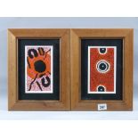 REBECCA WALKER pair of oil dotwork Aboriginal studies, signed verso, each approximately 15.5 x 8.5