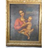 LATE 18th/EARLY 19th CONTINENTAL SCHOOL oil on canvas - mother and child and with landscape