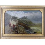 OIL ON CANVAS - Harlech castle, monogrammed 'E H' and dated 1868 verso, laid on new canvas, 34 x