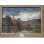 UNSIGNED oil on board - atmospheric valley scene with cattle to the distance, titled label verso 'On