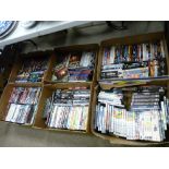 Six boxes of various DVDs, 200 plus