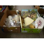 Two boxes of glassware and various other household goods
