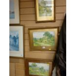 Three vintage prints - thatched cottages