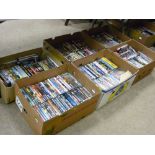 Six boxes of assorted DVDs, over 200 in total