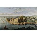 JAY BOYDELL pair of mid eighteenth century coloured engravings - views of Caernarfon Castle, 30 x