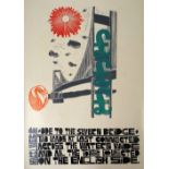 PAUL PETER PIECH unmounted linocut print - of poem by Welsh poet Harri Webb 'ODE TO THE SEVERN