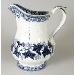 A W T HOLLAND SOUTH WALES POTTERY 'IVY WREATH' TRANSFER JUG with moulded body, thumb-spur handle and